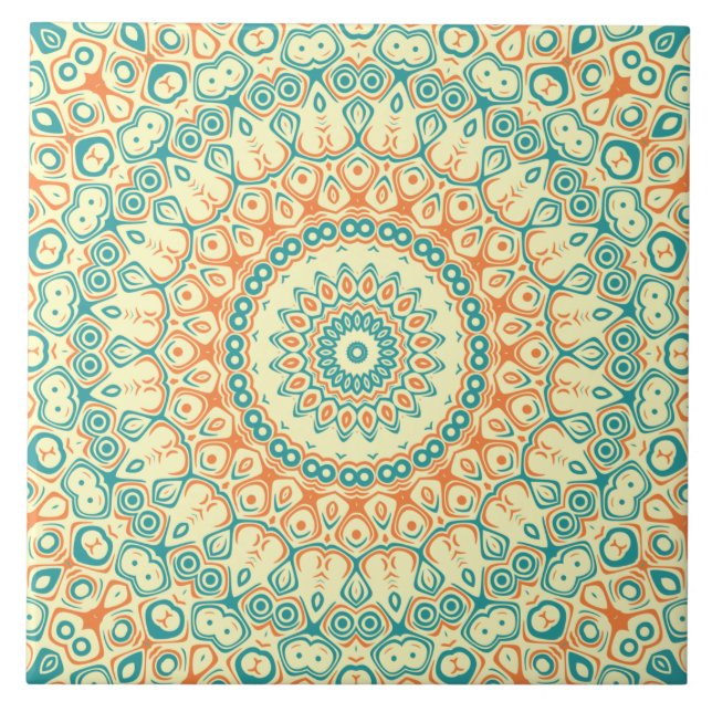 Tropical Teal e Orange Mandala Padrão (Frente)