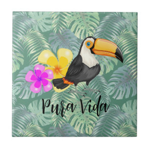 Tropical Toucan Pura Vida Design Cerâmica Azulejo