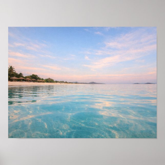 Tropical Turquoise Beach Poster - Pastel Sunset (Frente)