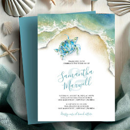 Tropical Turquoise Sea Turtle Watercolor Wedding