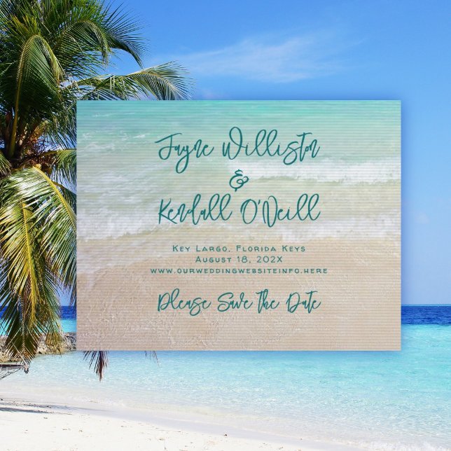 Tropical Water Modern Salve o Cartão de Casamento  (Criador carregado)