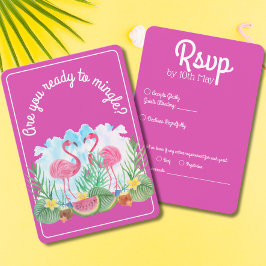 Tropical Watercolor Flamingo Pink Casamento RSVP