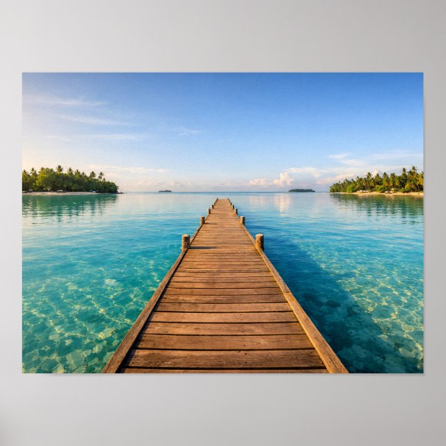 Tropical Wooden Pier Poster - Clear Turquoise (Frente)