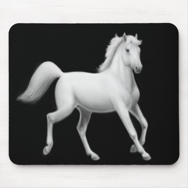 Trotar Mousepad do cavalo branco (Frente)