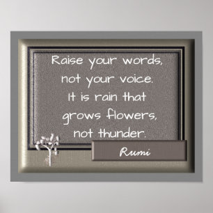 Trovão e Chuva - Citação Rumi - impressão de Arte