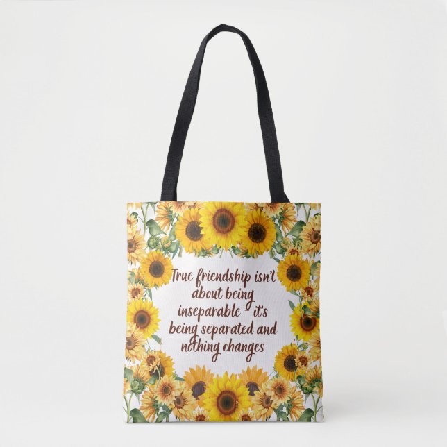 True Friendship Quote Tote Bag – Trendy & Creative (Frente)