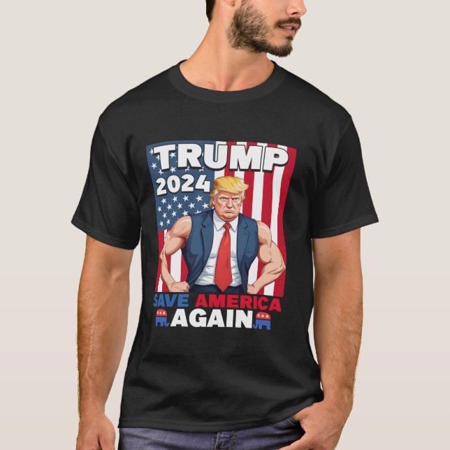 Trump 2024 Salve a América novamente em uma camisa (Frente)