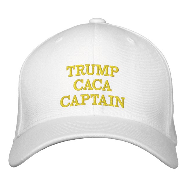 Trump Caca Capitão Boné Branco Baseball (Frente)