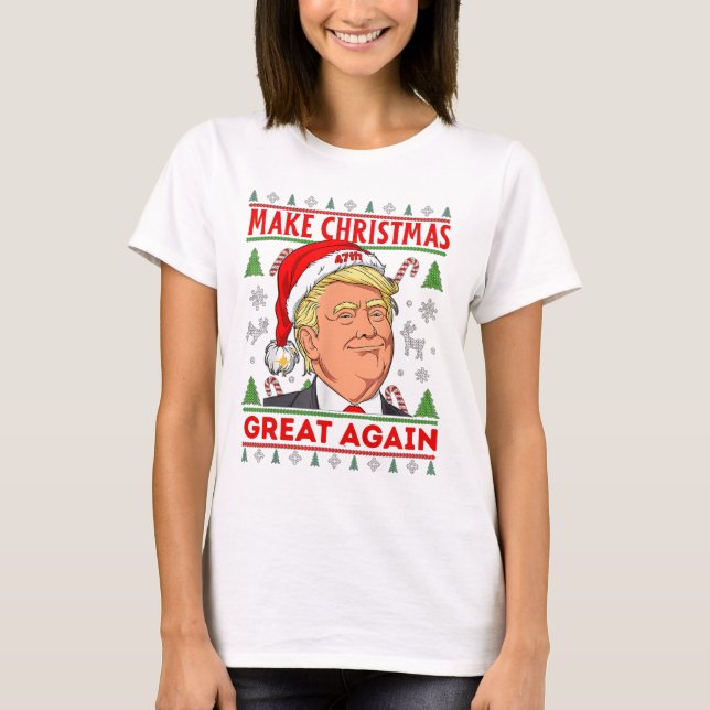 Trump Feliz Camisa De Natal, Donald Trump Women (Frente)
