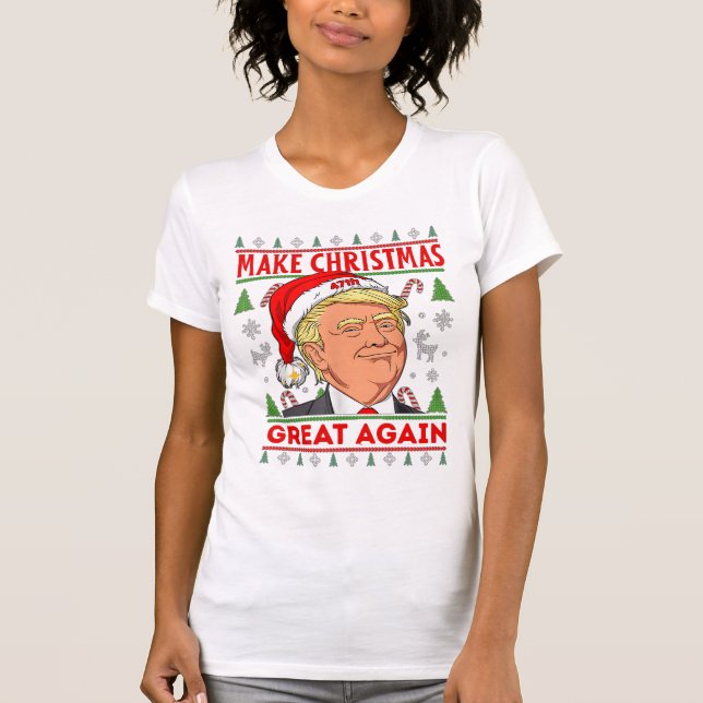 Trump Feliz Camisa De Natal, Donald Trump Women (Frente)
