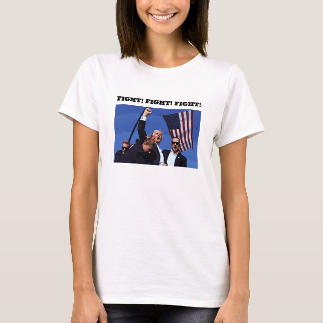 Trump Fight! Camiseta de Pequena Folha, de uso fem (Frente)