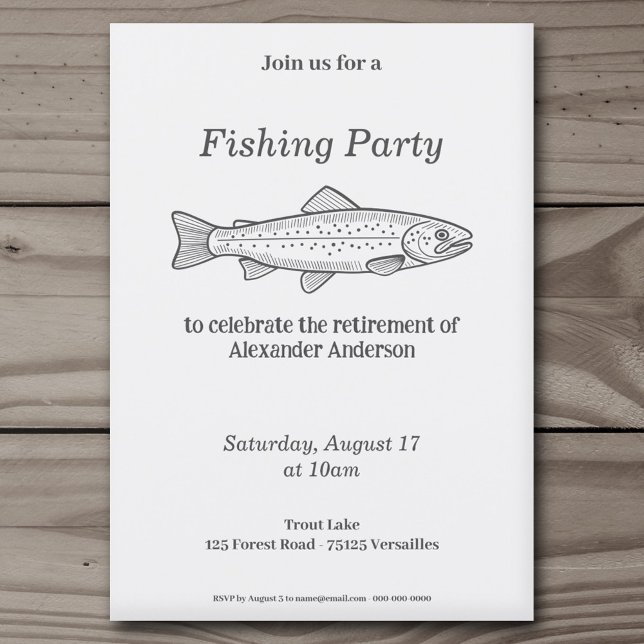 Truta - Convite de festas de pesca (Trout - Fishing Party Invitation)