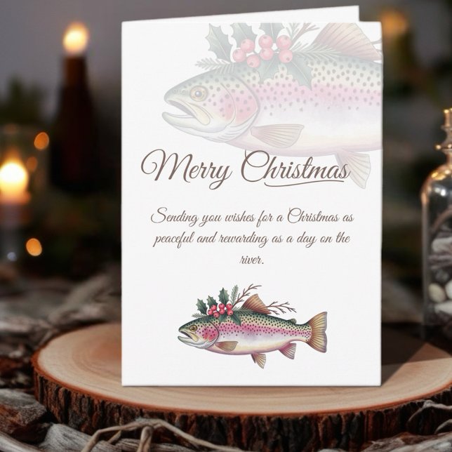 Truta Feliz Convite de Natal (Celebrate the holiday season with our Fishing-Themed Christmas Cards collection! )