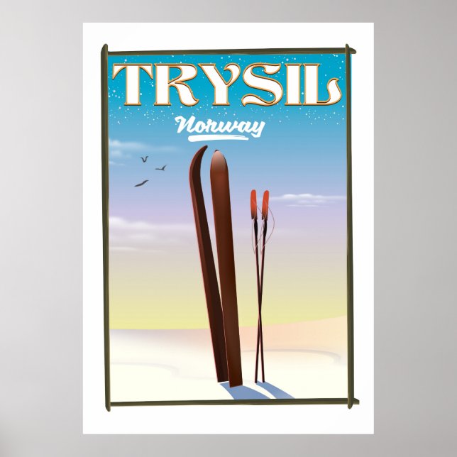 Trysil Noruega, Noruega pôster de viagem de esqui (Frente)