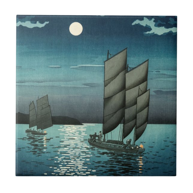 Tsuchiya Koitsu - Barcos em Shinagawa, Noite (Frente)