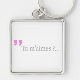 TU M'AIMES? Chaveiro francês branco