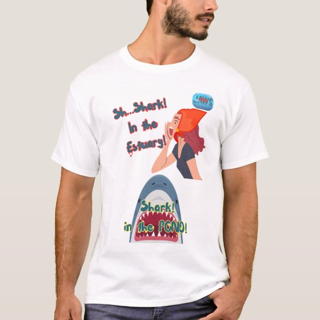 Tubarão 50º JAWS Na Camiseta T-Lixeira (Frente)