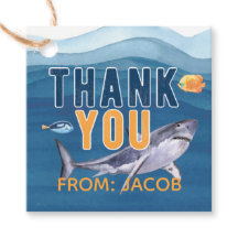 Tubarão Aquarela Obrigado Etiqueta