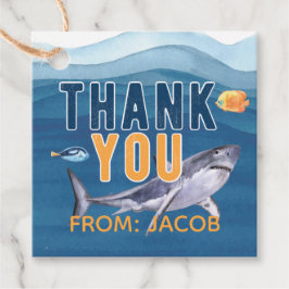 Tubarão Aquarela Obrigado Etiqueta