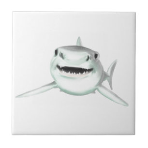 tubarão aquarela sorrindo animal oceano cinza verd
