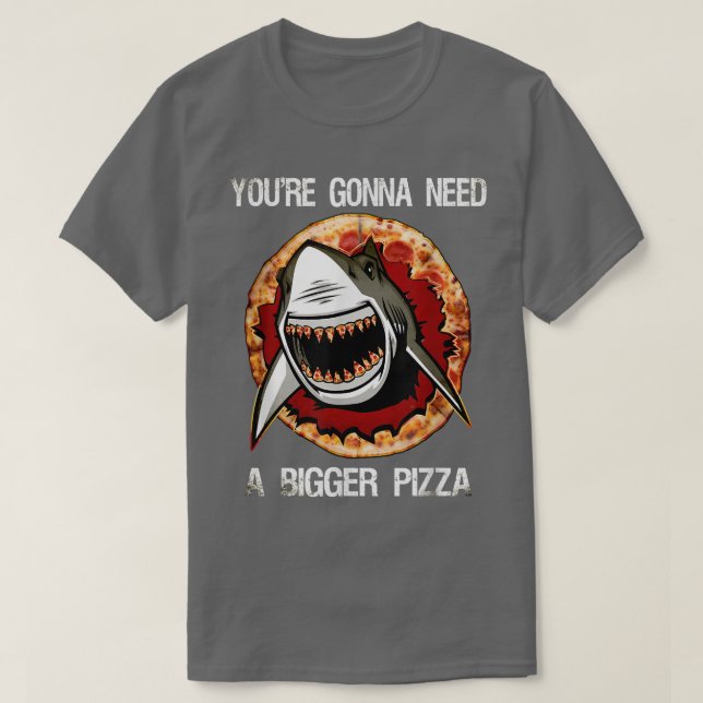 Tubarão com camisa de dentes de pizza (Frente do Design)