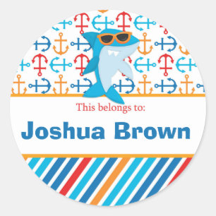 Tubarão de volta para os adesivos redondos persona