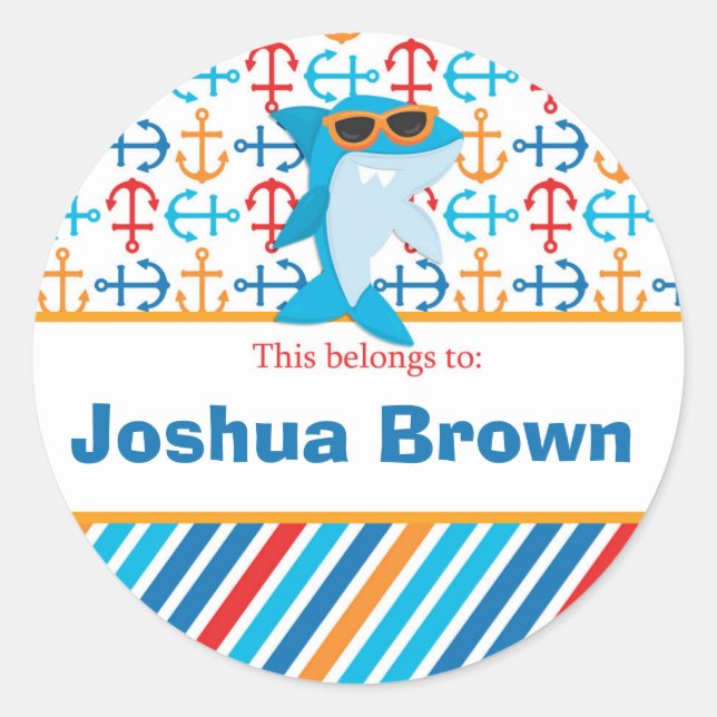 Tubarão de volta para os adesivos redondos persona