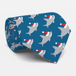 Tubarão em Santa Hat - Gravata de Natal