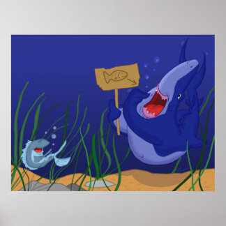 Tubarão Fome e Poster de Peixe Rindo