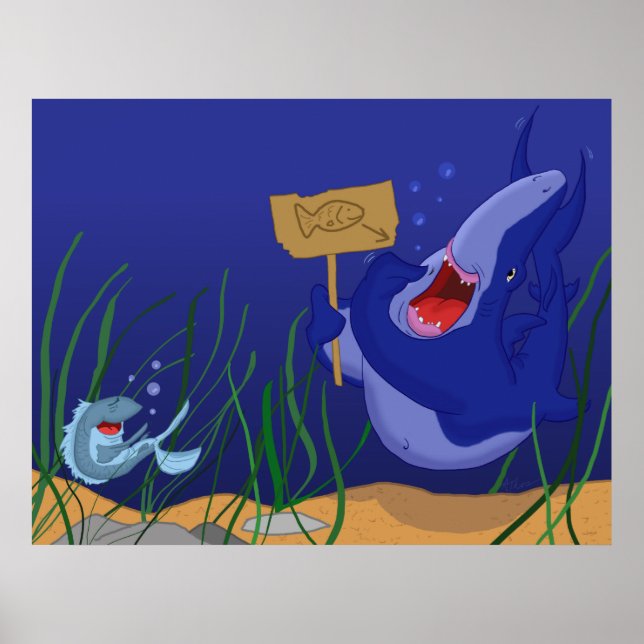 Tubarão Fome e Poster de Peixe Rindo (Frente)