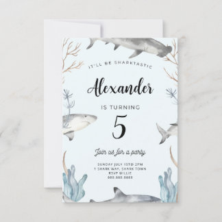 Tubarão Sob O Convite Para Crianças De Aniversário