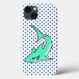tubarão sorridente desenho animado azul verde ocea