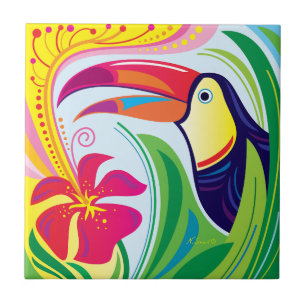 Tucano com Flor Tropical