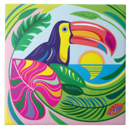 Tucano e Folhas Tropicais
