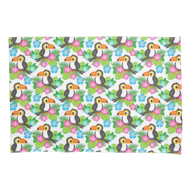 Tucano Tropical Floral Colorido Padrão de Verão (Frente)
