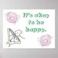 Tudo bem ser feliz posters de afirmação floral