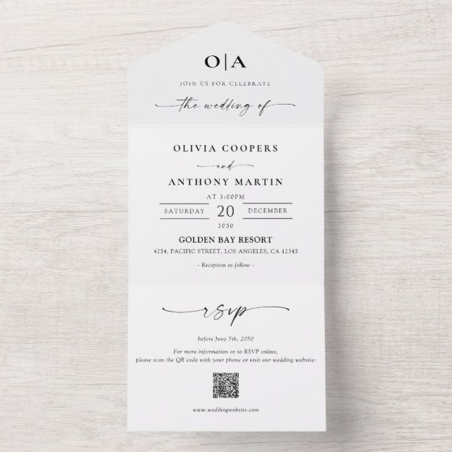 Tudo em um Convite de casamento (Interno)
