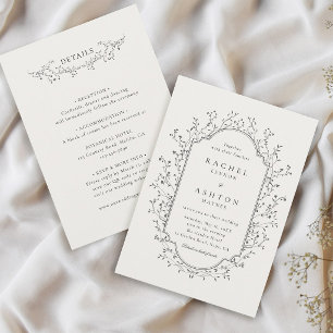 Tudo em Um Convite de Casamento Botânico Vintage E