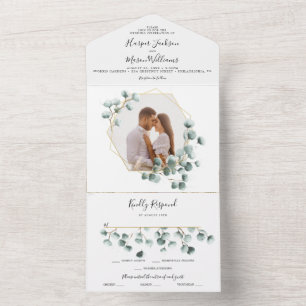 Tudo em um Convite de casamento Eucalyptus Greener