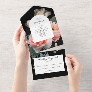 Tudo em um Convite de casamento Floral Romântico m