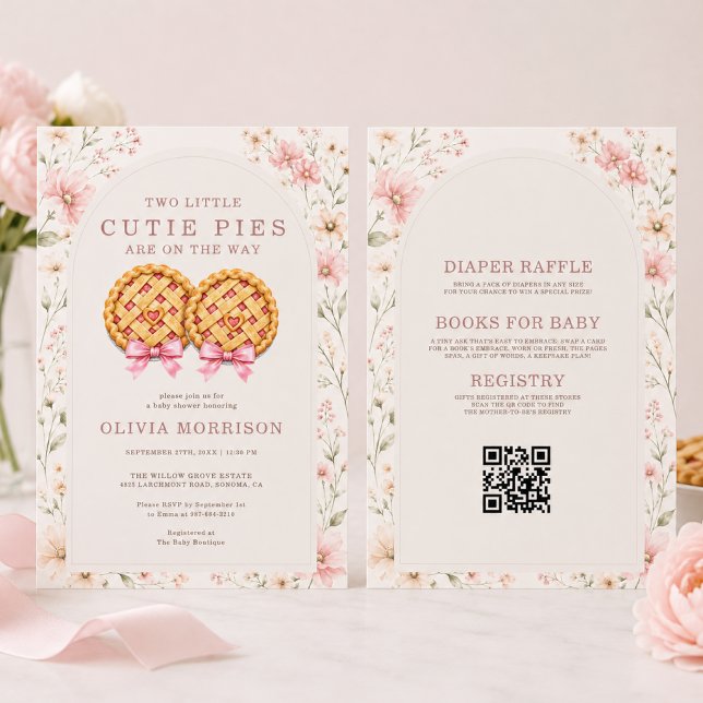 Tudo em Um Convite de Chás de Bebê Gêmeos Cutie Pi (Criador carregado)