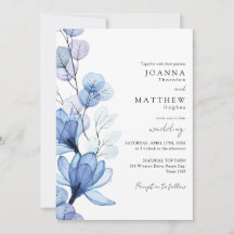 Tudo Em Um Convite de Noiva Floral Azul Empoeirado