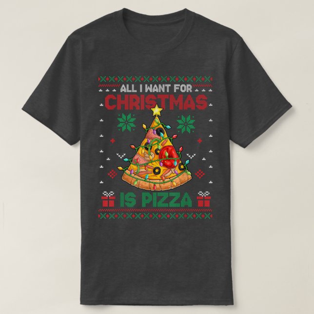 Tudo O Que Eu Quero Para O Natal É Pizza Suéter Fe (Frente do Design)