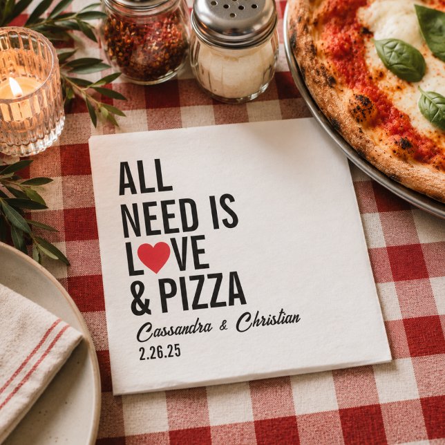 Tudo o que Você Precisa É Amor & Guardanapos de Pi (All You Need Is Love & Pizza Napkins | Fun Pizza
)