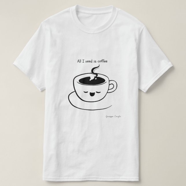 Tudo que preciso é café, camisa masculina (Frente do Design)