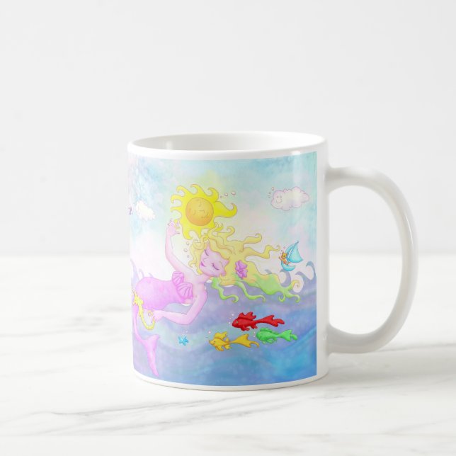 "Tudo rosa, eu penso" a caneca da sereia (Direita)