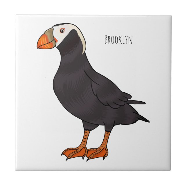 Tufted puffin bird cartoon illustration (Frente)