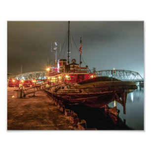 Tugboat na Noite Door County Fotografia Impressão