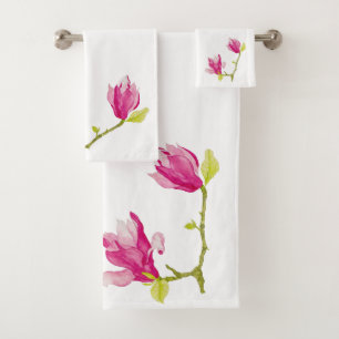 Tulip Magnolias em um Conjunto de Toalhas de Banhe