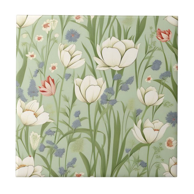 Tulip Meadow em Sage Green (Frente)